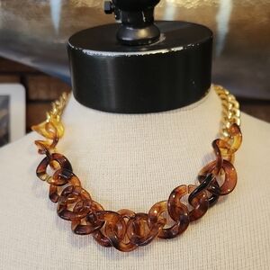 Tortoiseshell Gold Chain Necklace Adjustable Length